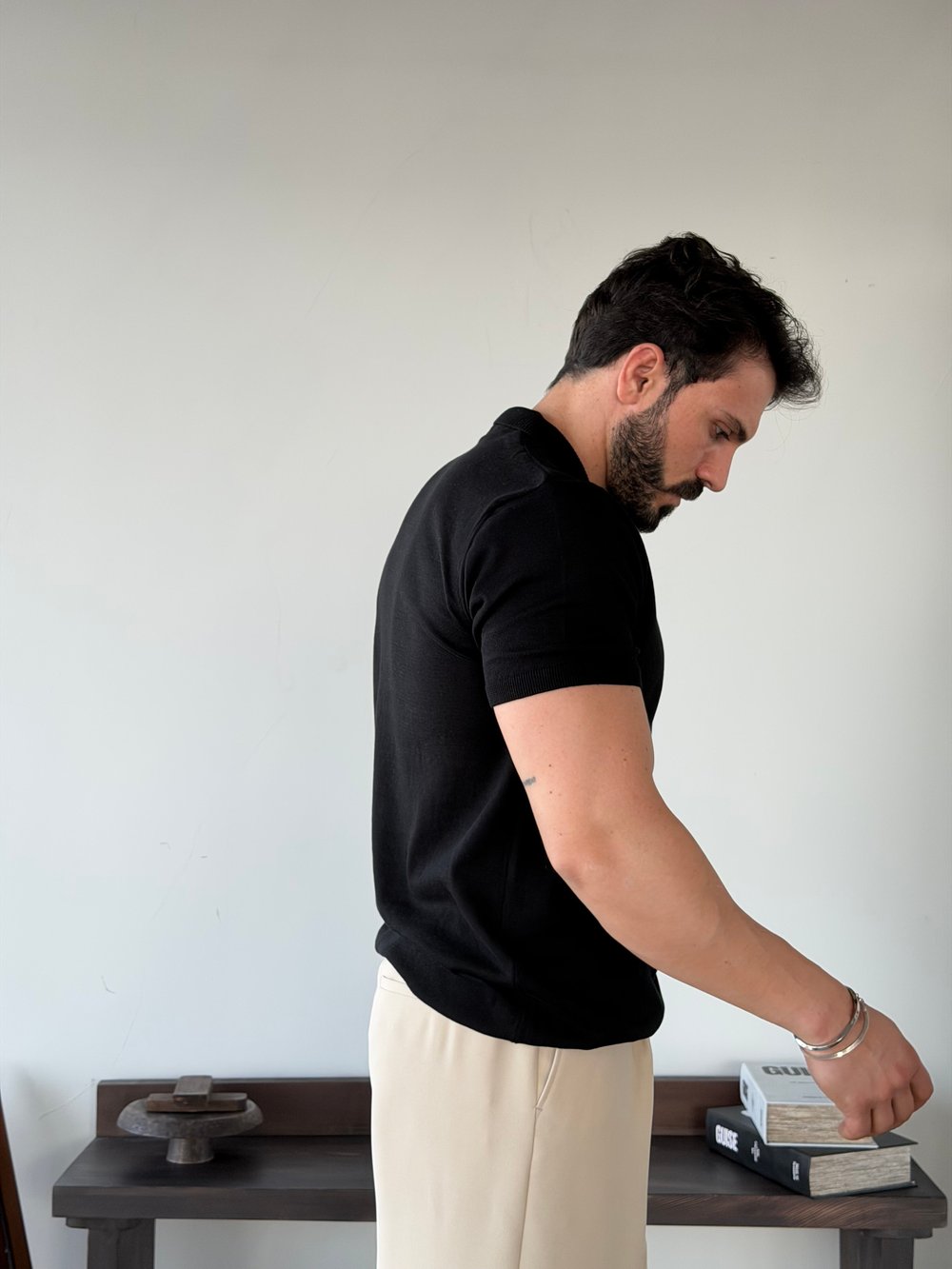 Scallini Polo Yaka Siyah Triko 
