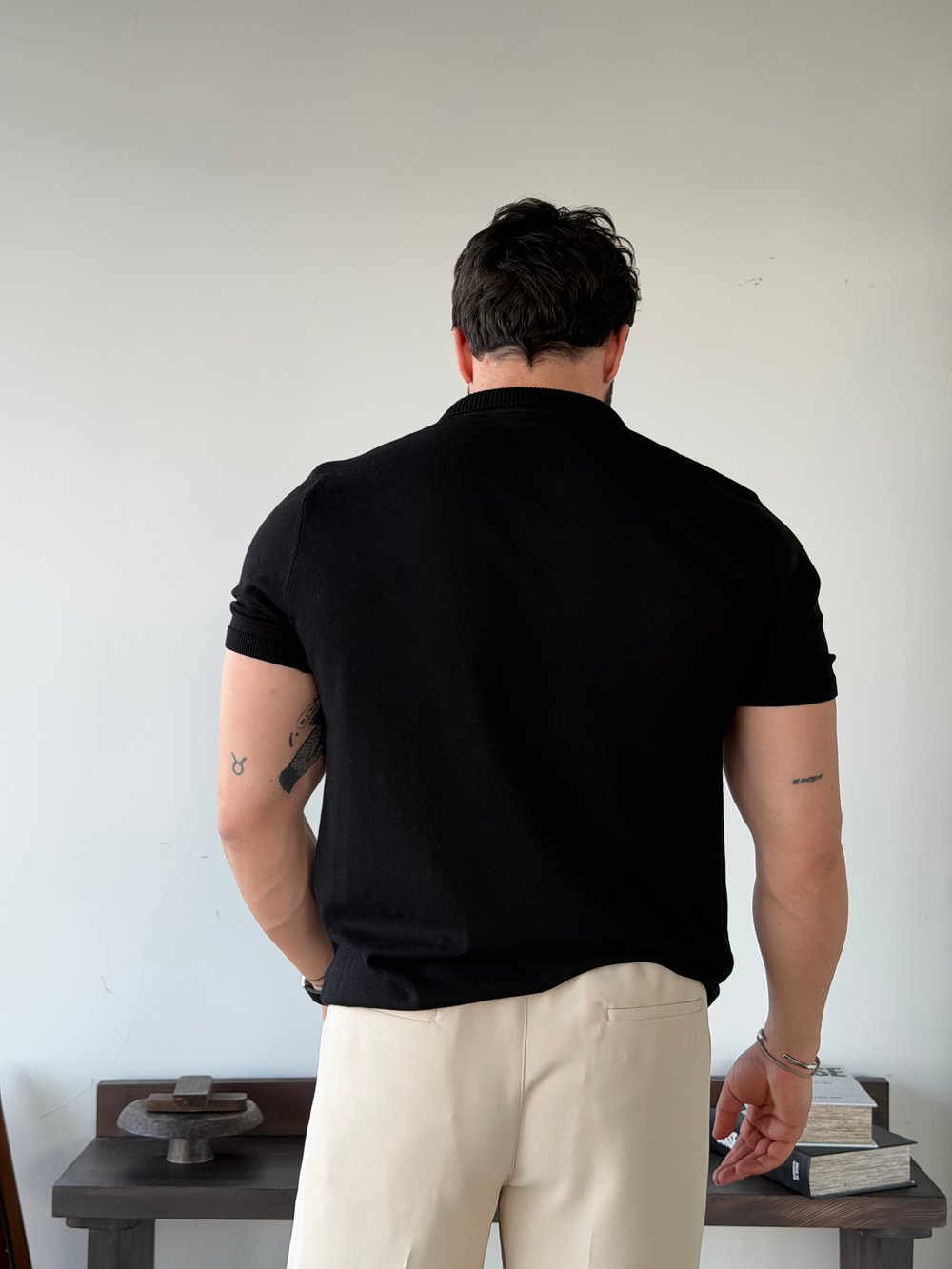 Scallini Polo Yaka Siyah Triko 