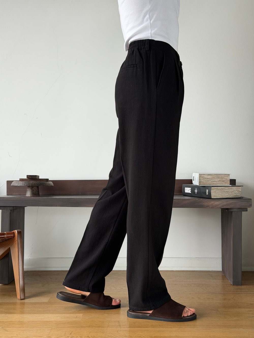 Siena Siyah Baggy Keten Pantolon