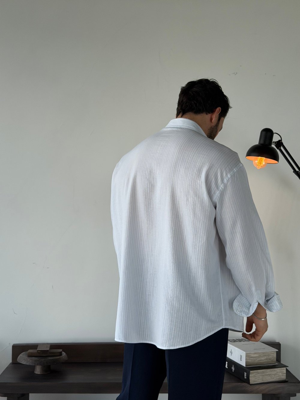 Soprano Oversize Çizgili Beyaz Gömlek