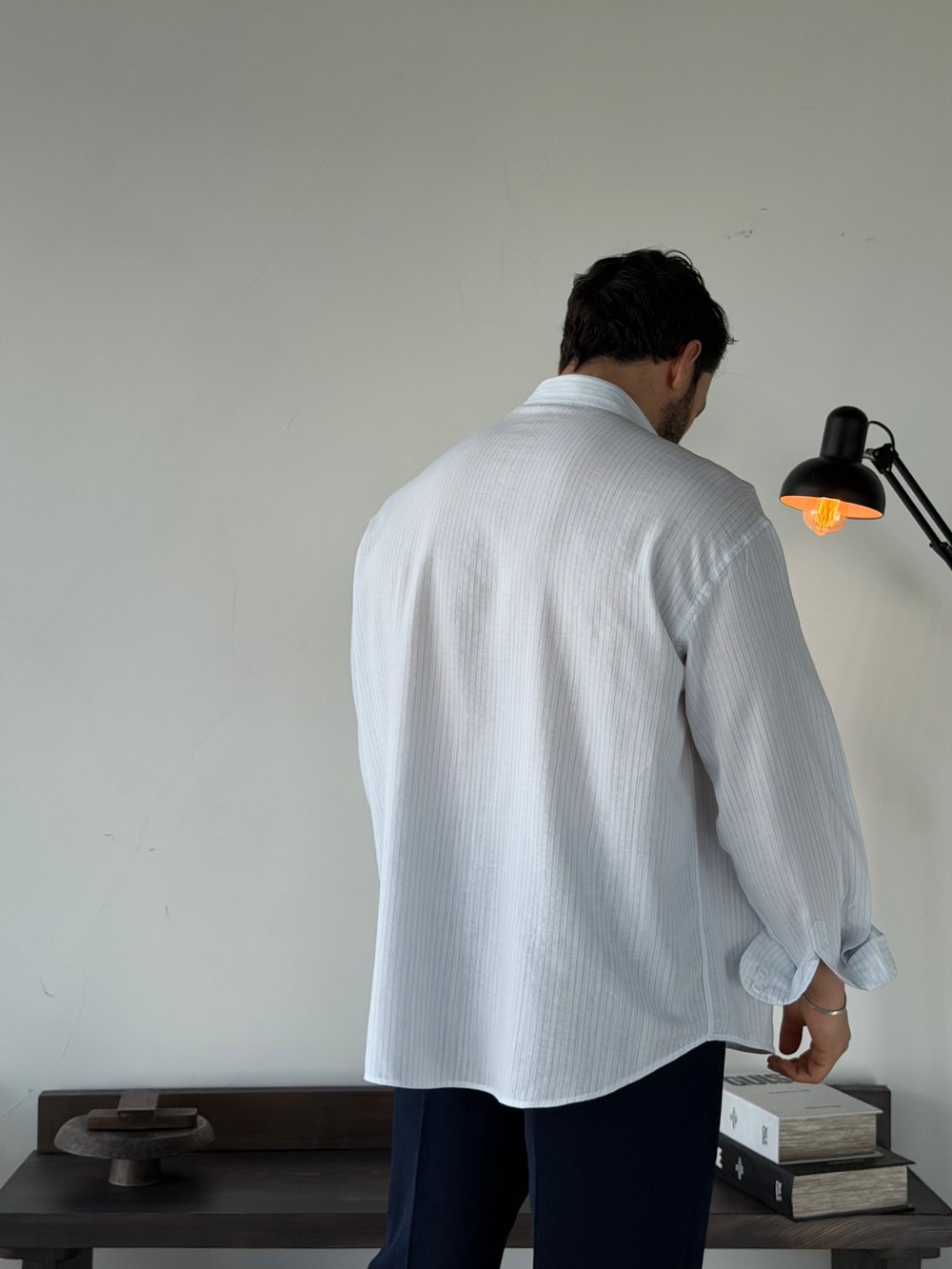 Soprano Oversize Çizgili Beyaz Gömlek