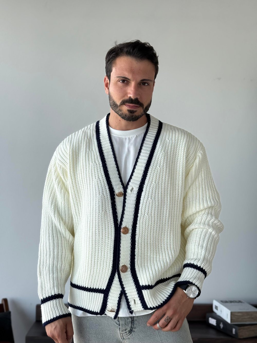Velas Krem Triko Hırka