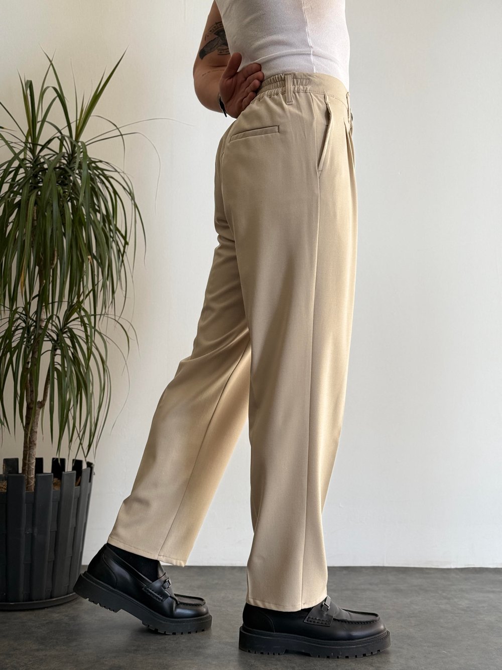 Venüs Dark Bej Baggy Pantolon