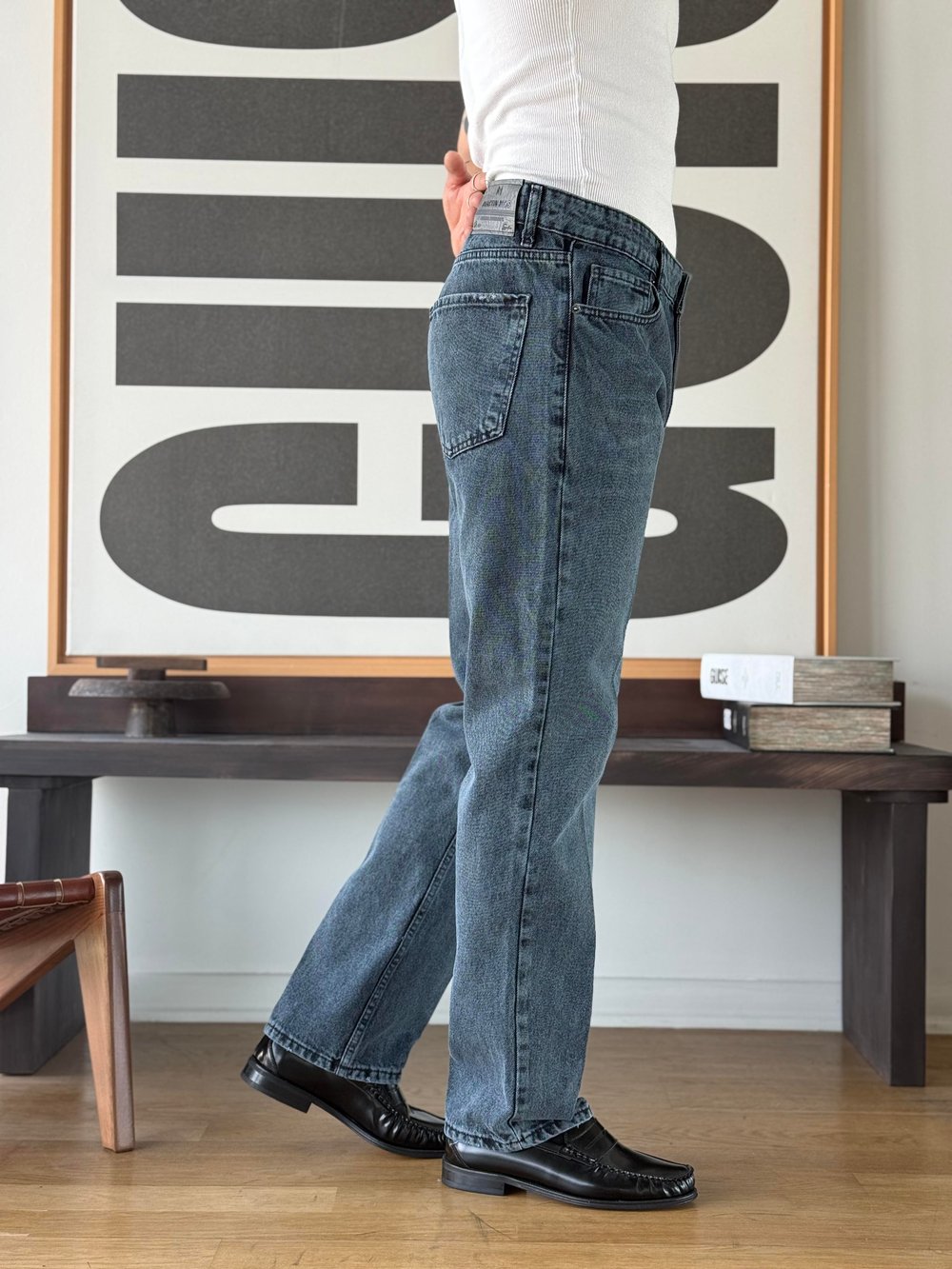 Vintal 80s Black Blue Baggy Jean