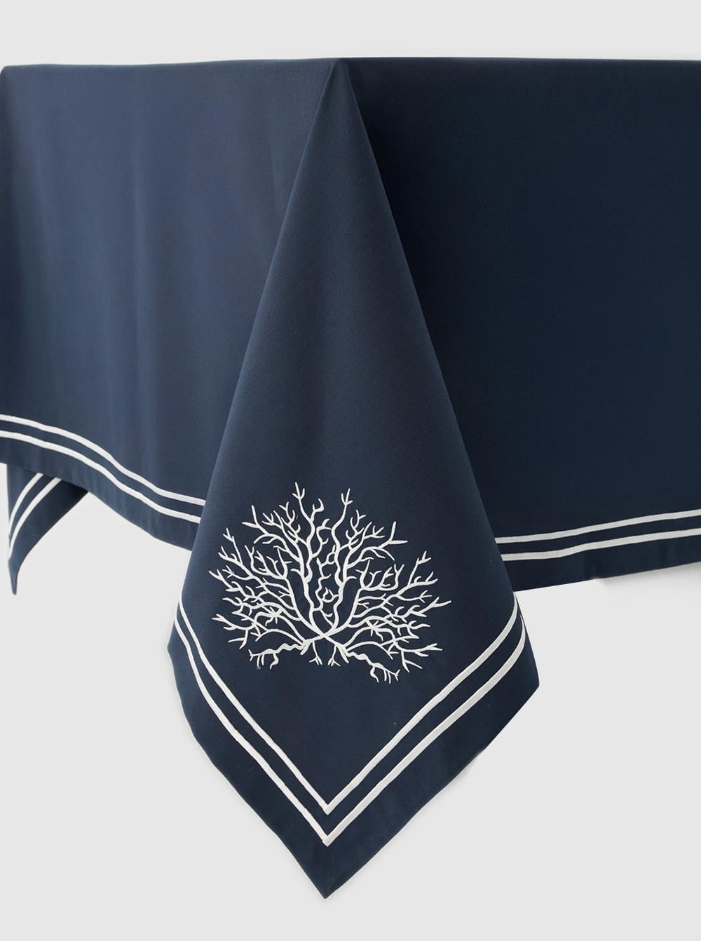 Navy Blue Coral Tablecloth