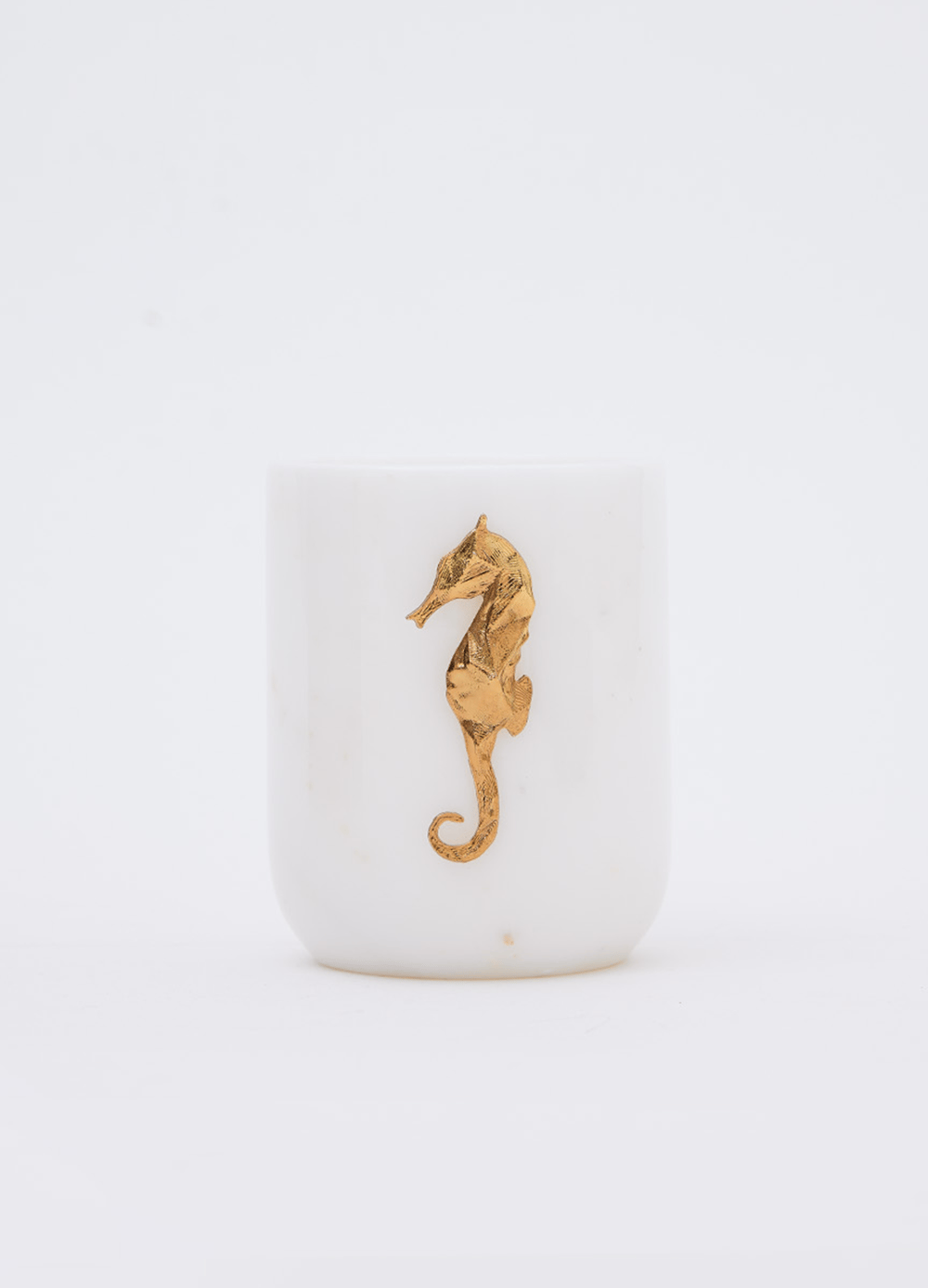 Seahorse-Embellished Marble Vase