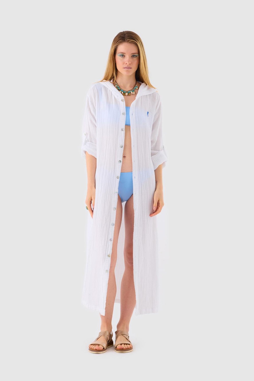 Seahorse Embroidered Unisex Kimono