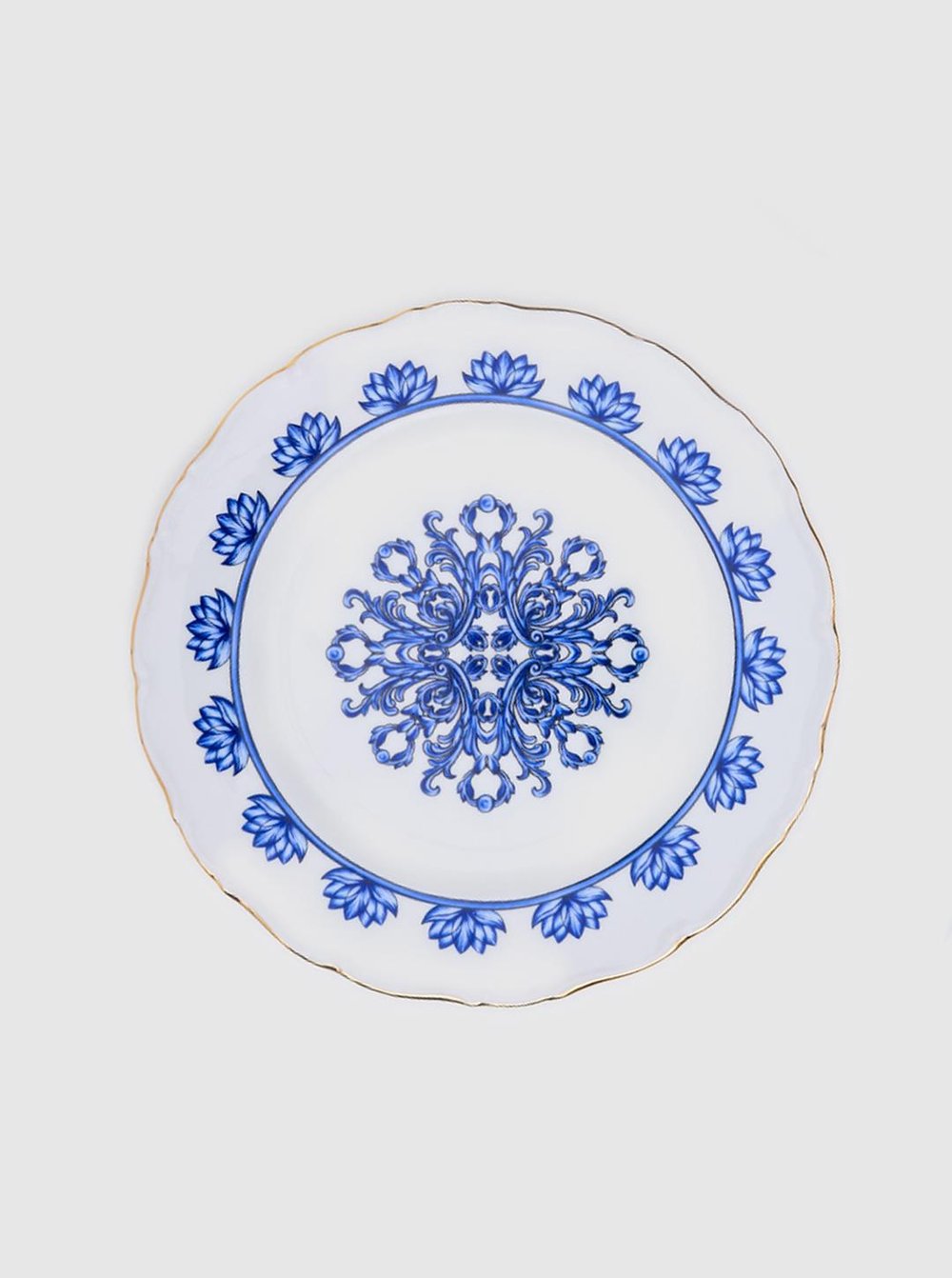 Sophisticated Blue Blanc Gold Rimmed10.63