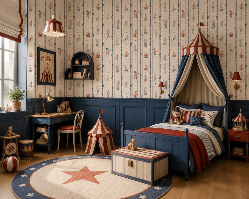 Circus Sirk Temalı Bebek & Çocuk Odası Duvar Kağıdı