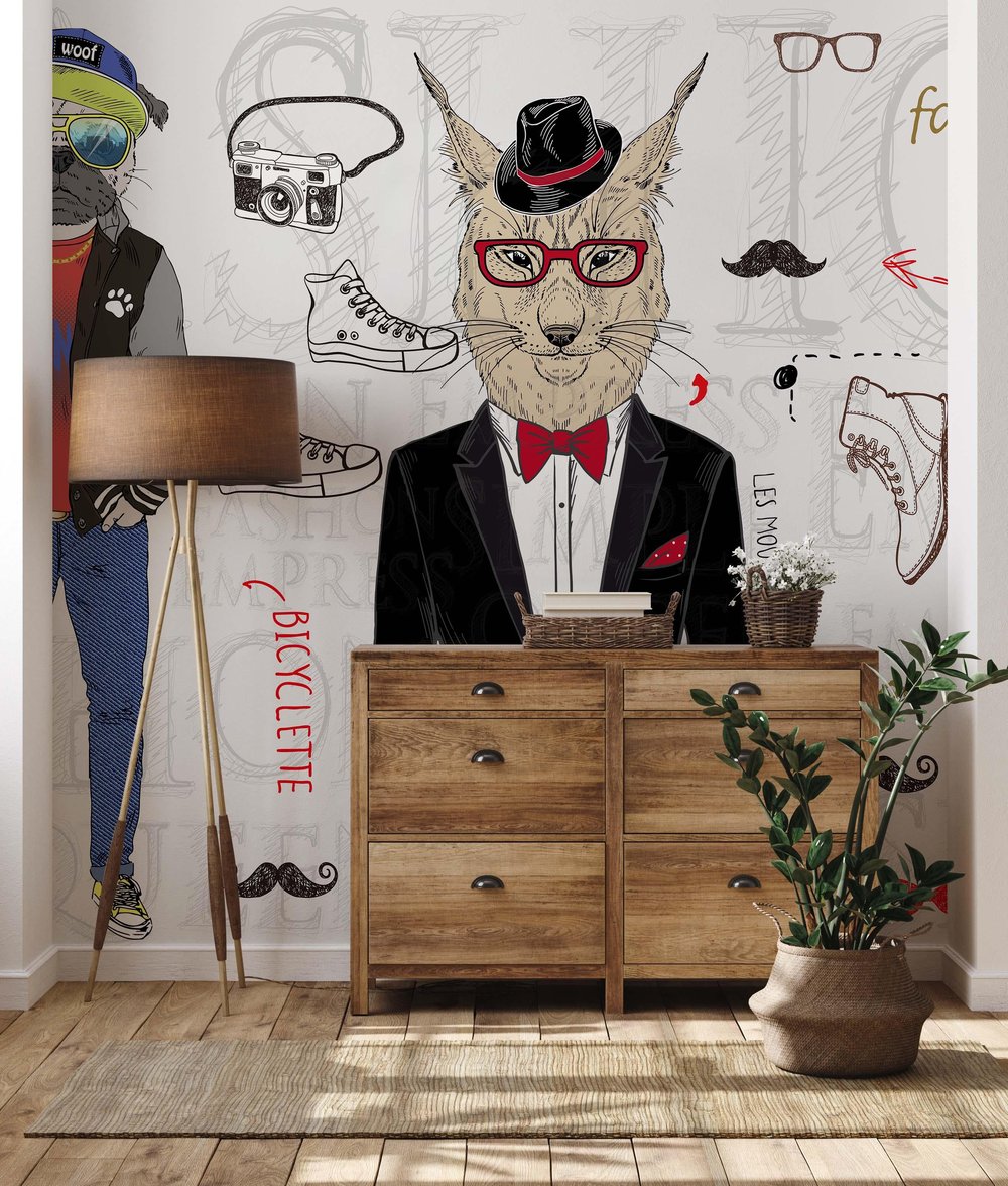 Fashion Sanatsal Yazı Temalı Figürler Retro Duvar Kağıdı
