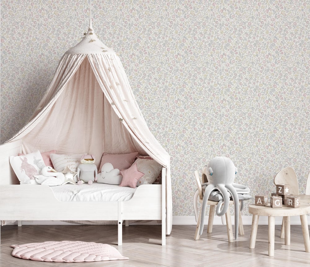 Minik Soft Sık Çiçekler Zarif Desen Pastel Tonlar Bebek & Çocuk Odası Duvar Kağıdı