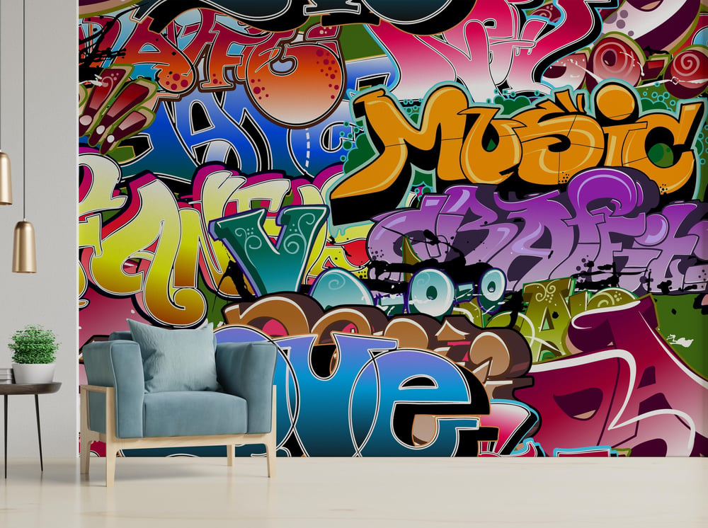 Müzik ve Dans Graffiti Genç ve Çocuk Odası Duvar Kağıdı