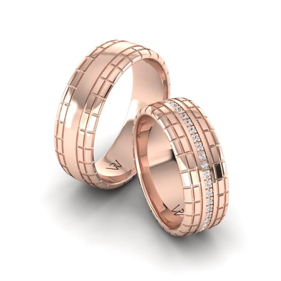 Modern Alyans Springe Rose Altın Yüzük