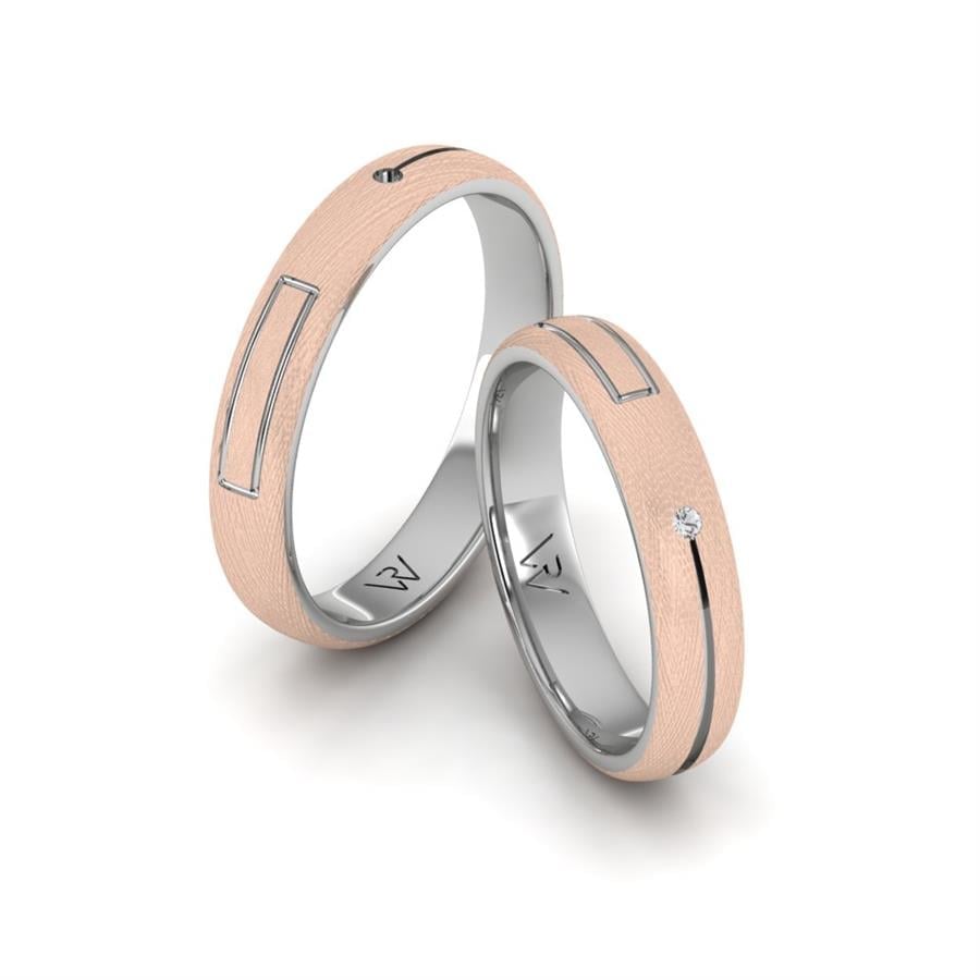 Modern Seviye Rose Altın Ve Beyaz Alyans