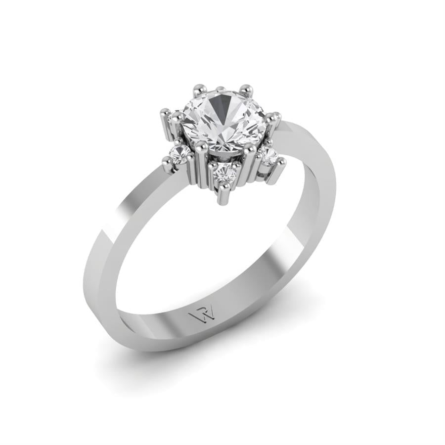Floréa Rings Beyaz Rodyum Gümüş Zirkon 0,85 Ct