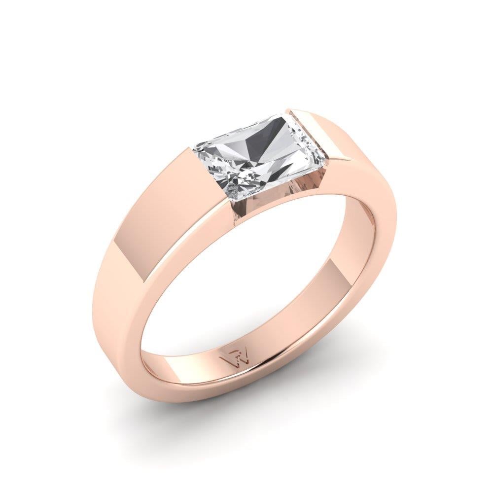 Bagues Radiante Argent Plaqué Or Rose Diamant 1 ct