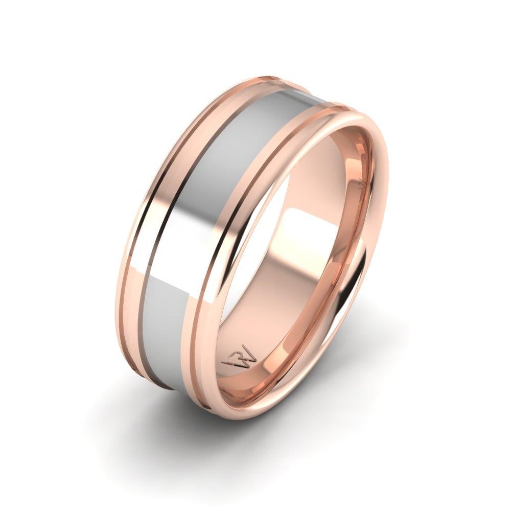 Blissspin Modern Erkek Alyans Rose Altın Ve Beyaz