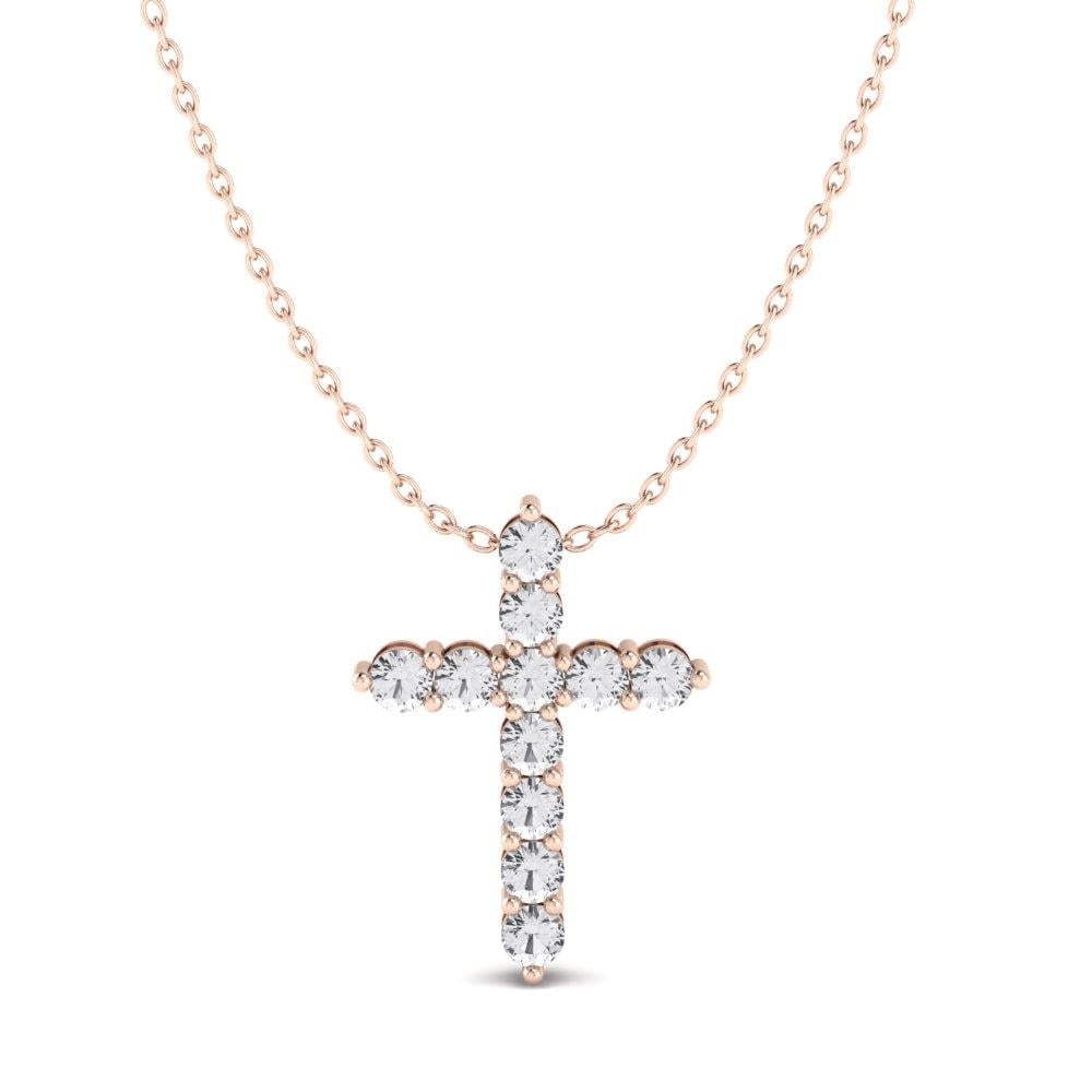 Colliers Croix Or Rose Oxyde de zirconium 1.3 ct