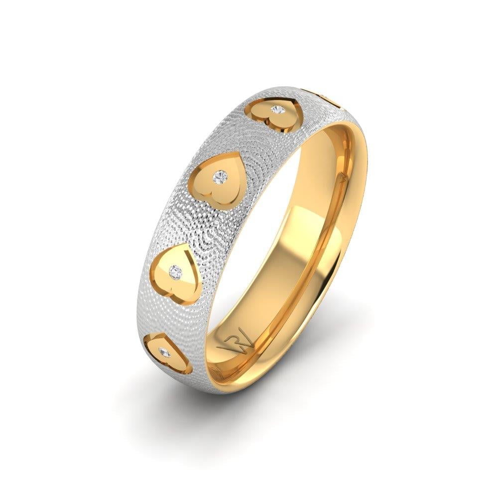 Foreverrings Taşlı Beyaz Ve Sarı Altın Kadın Alyans Zirkon