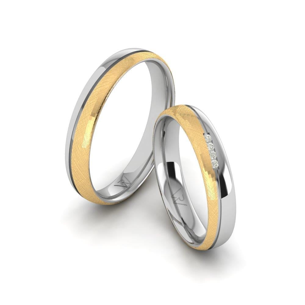 Promisecharm Sarı Ve Beyaz Altın Taşlı Alyans Zirkon