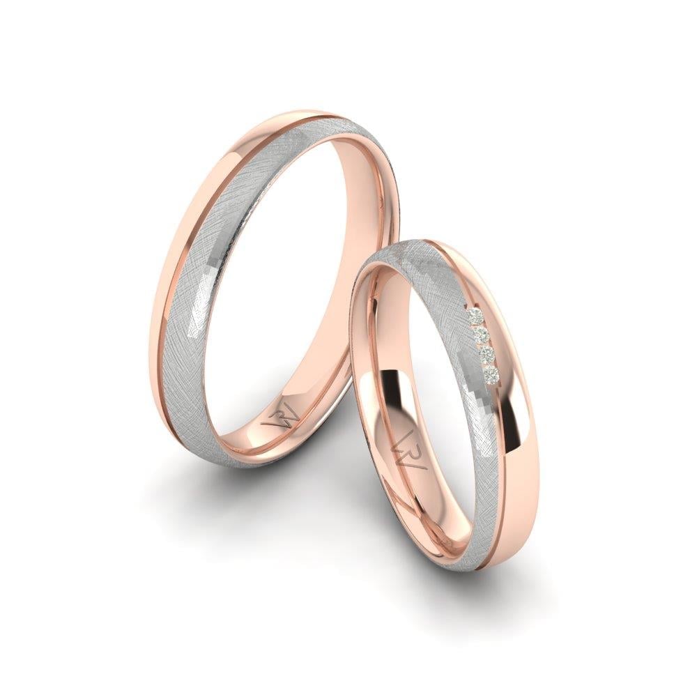 Promisecharm Taşlı Rose Ve Beyaz Altın Alyans Zirkon