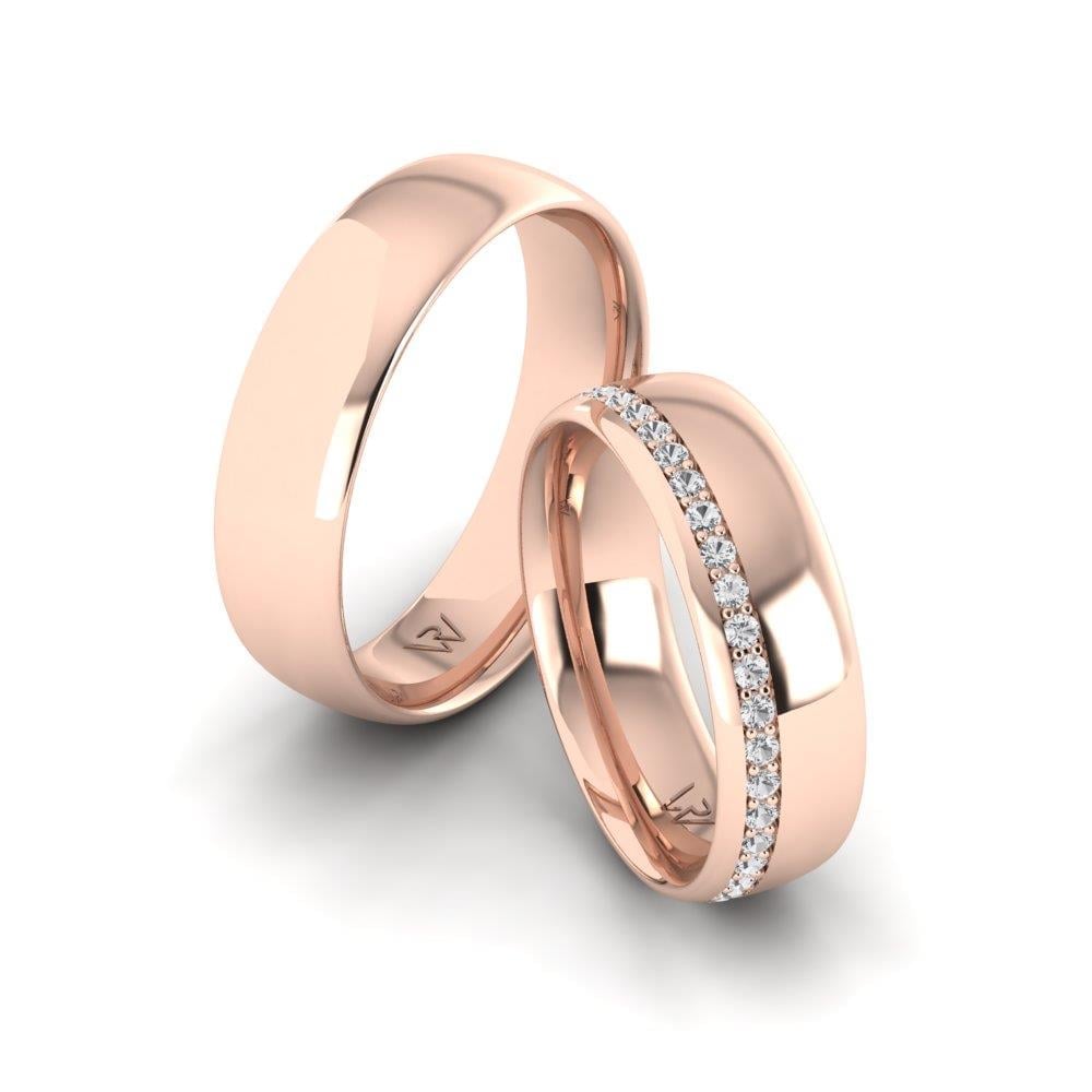 Klasik Unityband Rose Altın Alyans Zirkon