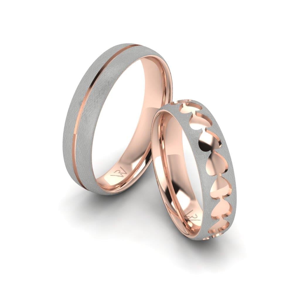 Unitywave Modern Rose Altın Ve Beyaz Alyans