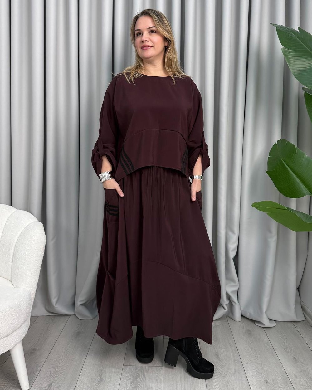 Adele Tasarım Takım Bordo