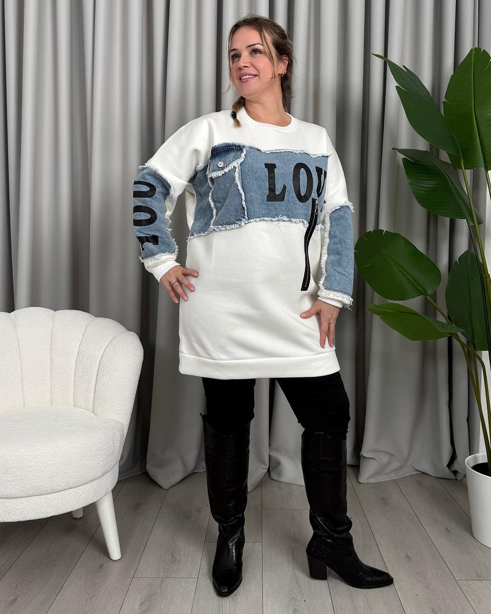 İcon Tasarım Sweatshirt Beyaz