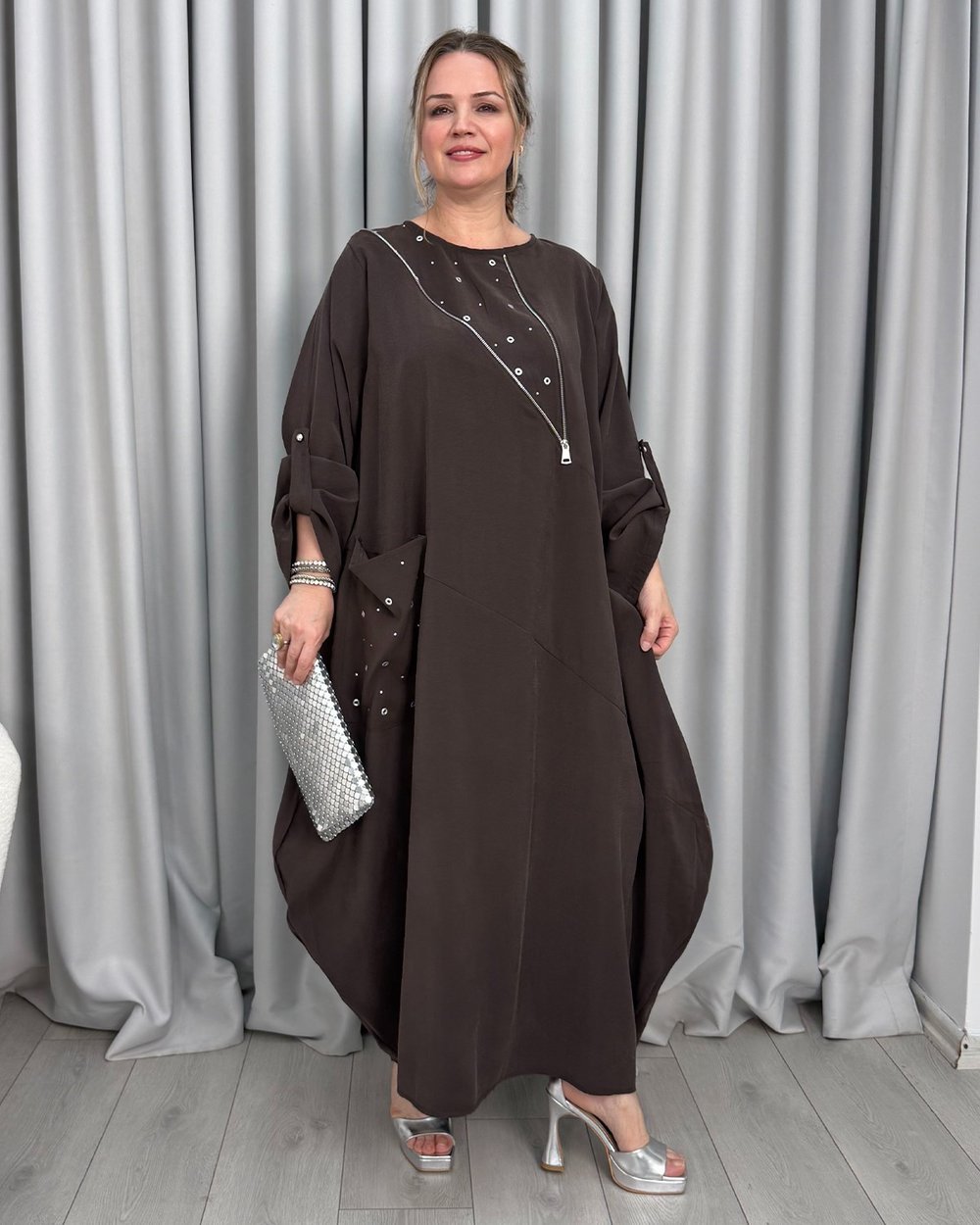 Maria Tasarım Elbise Kahve