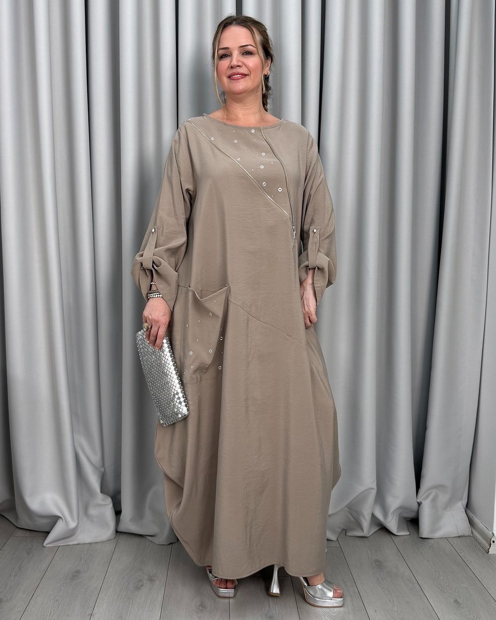 Maria Tasarım Elbise Vizon