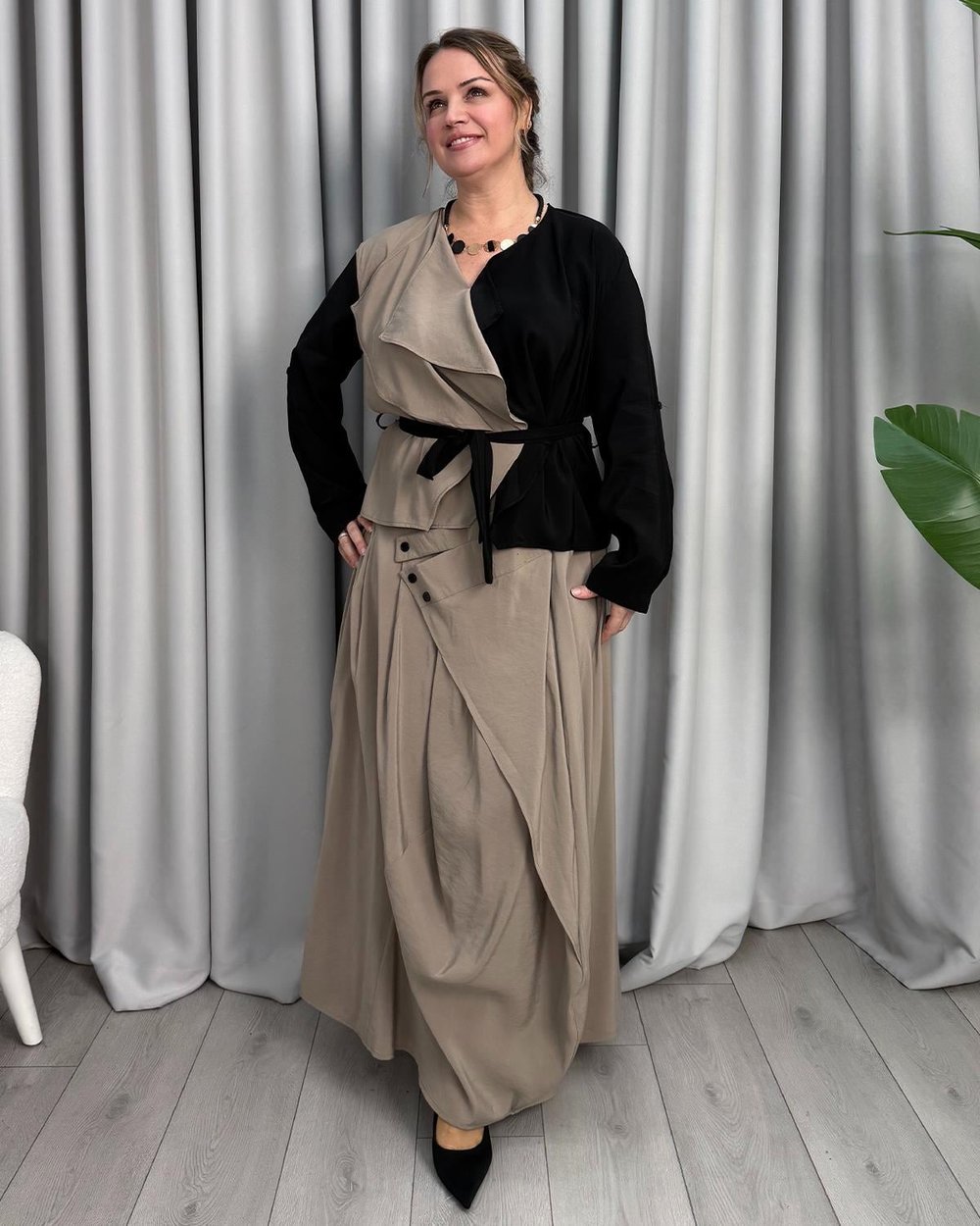 Maria Tasarım Takım Vizon Siyah