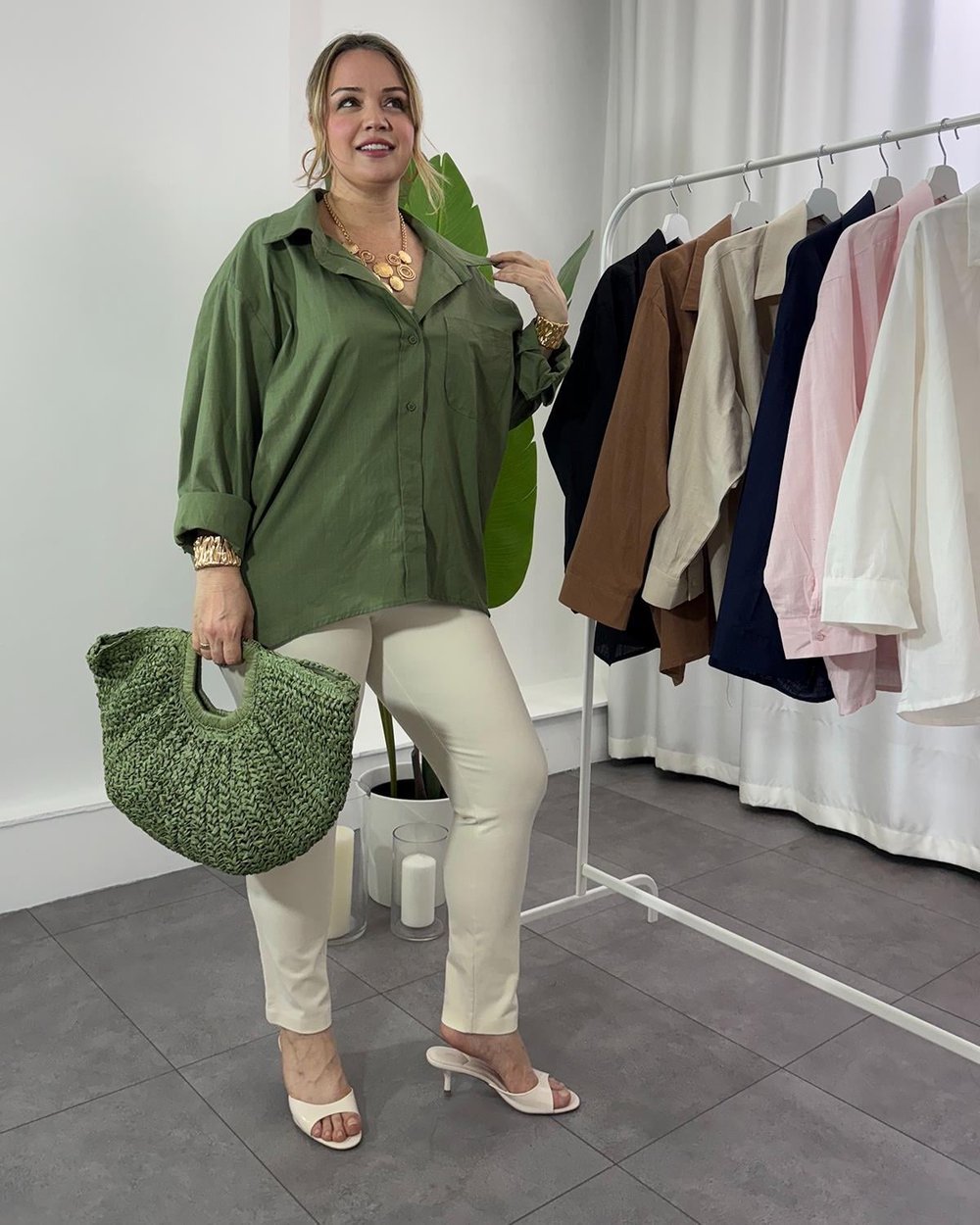 Melina Oversize Gömlek Yeşil