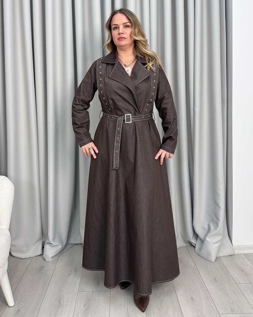Merlin Denim Elbise Kahve