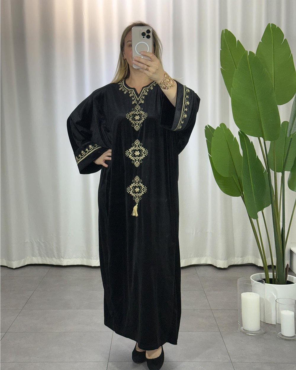 Mihrimah Sultan Nakışlı Premium Elbise Siyah