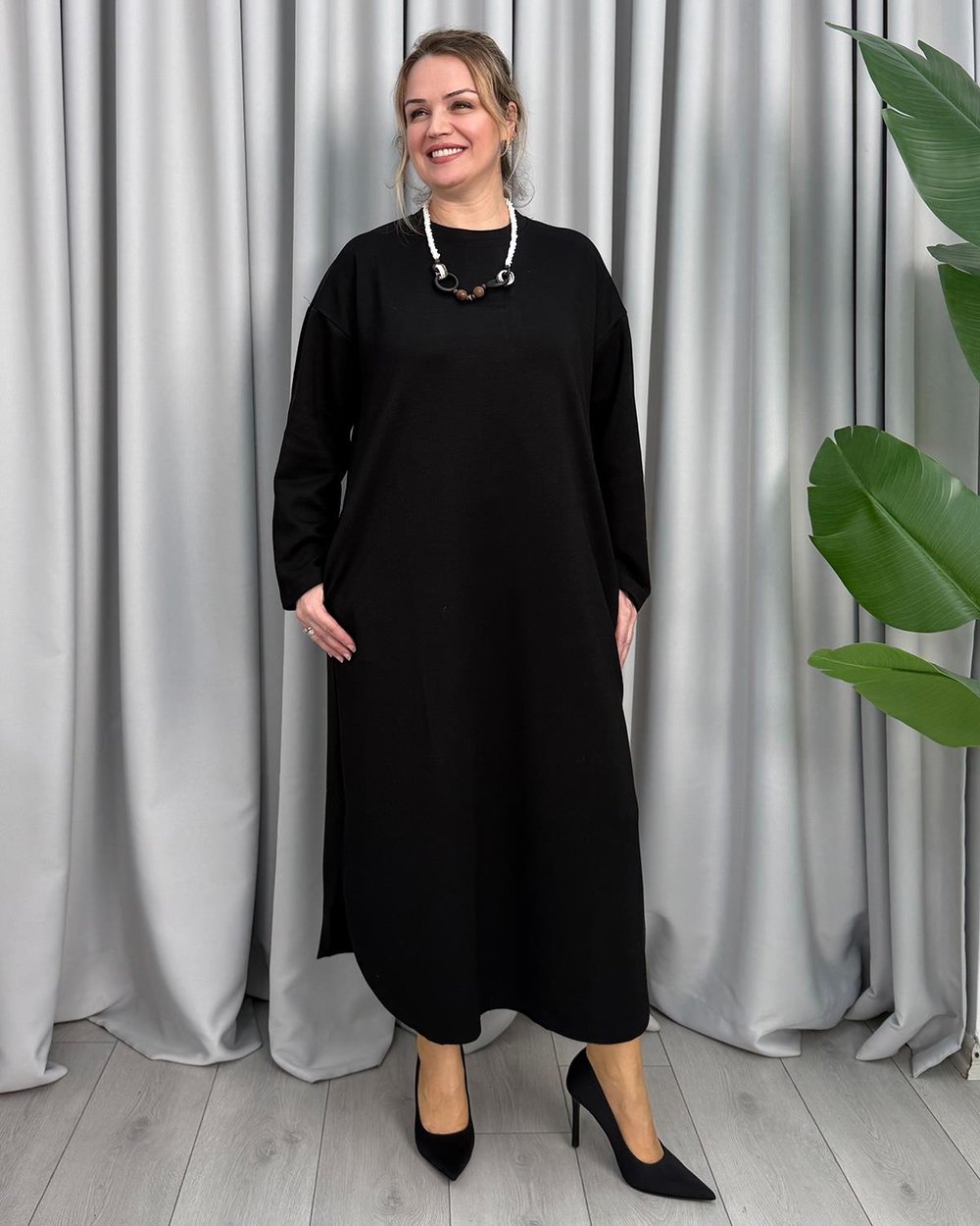 Natali Basic Elbise Siyah