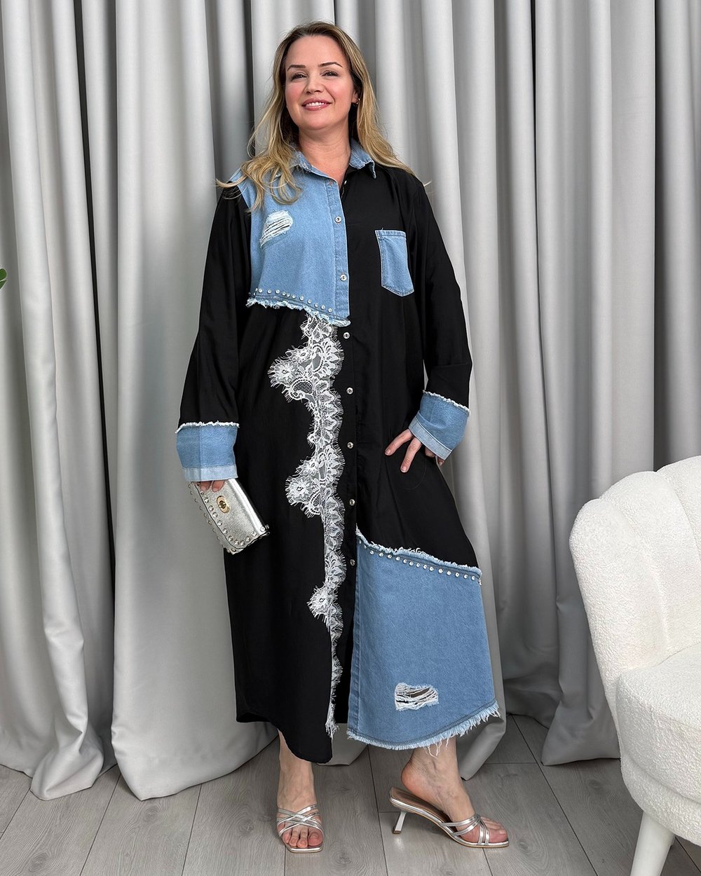 Queen Gömlek Elbise Siyah