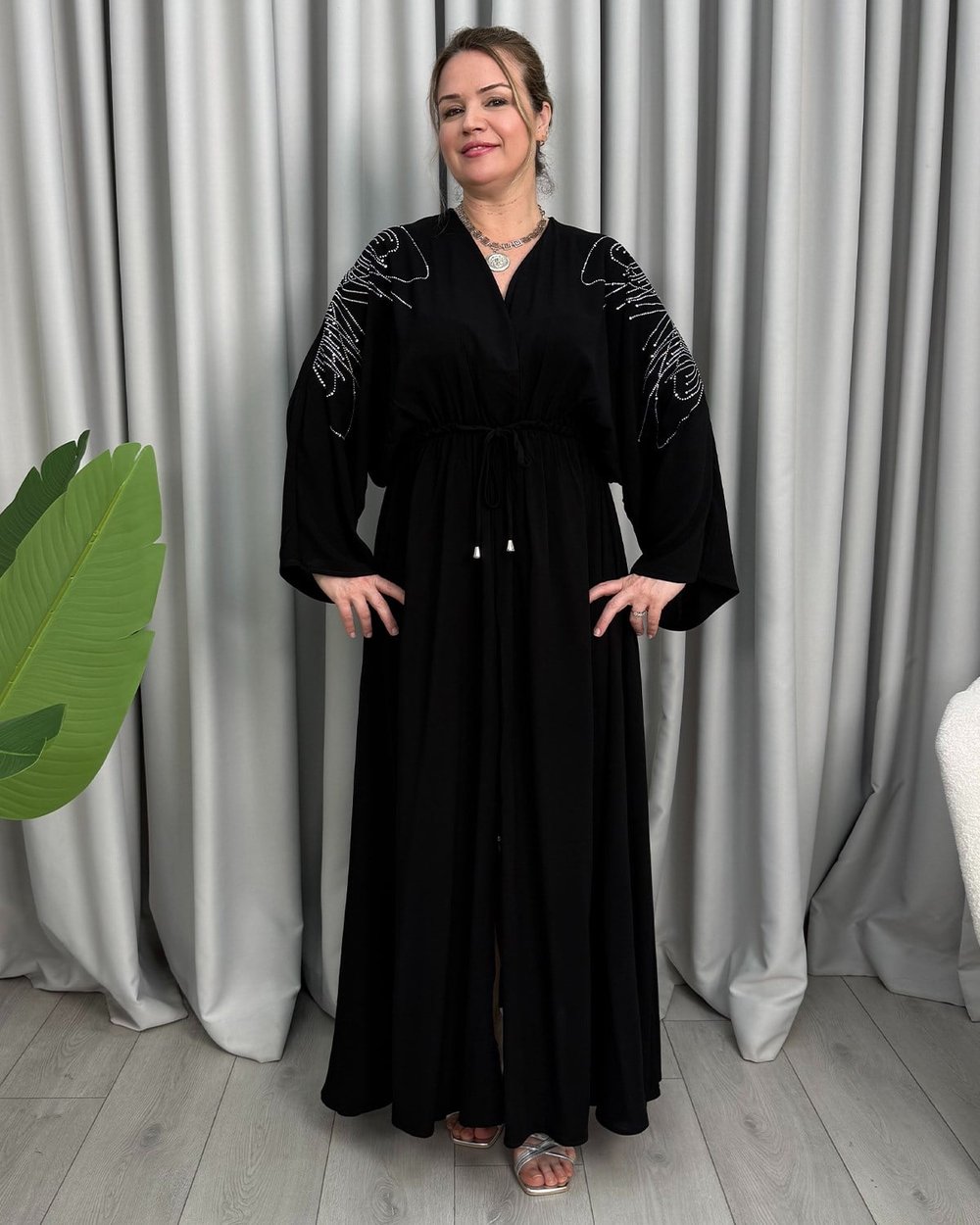 Rozalinda Taşlı Elbise Siyah