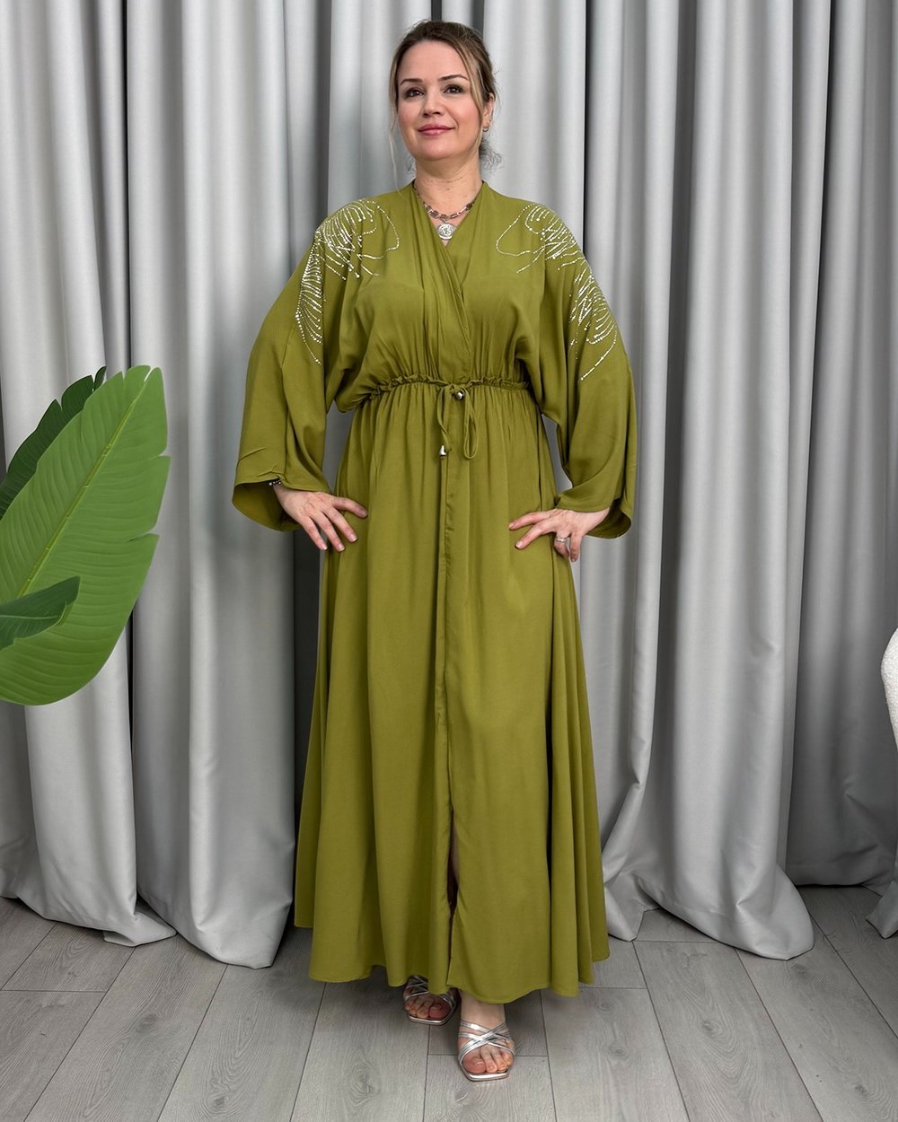 Rozalinda Taşlı Elbise Yeşil