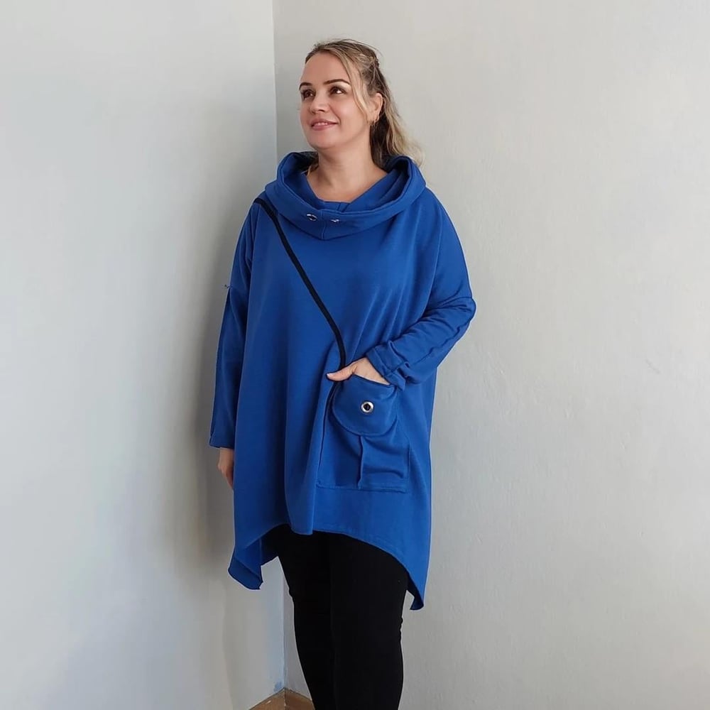 Santa Mavi Asimetrik Sweat