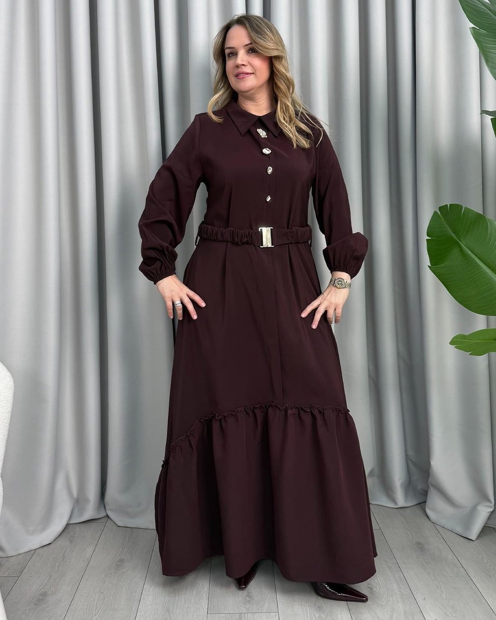 Seray Elbise Bordo