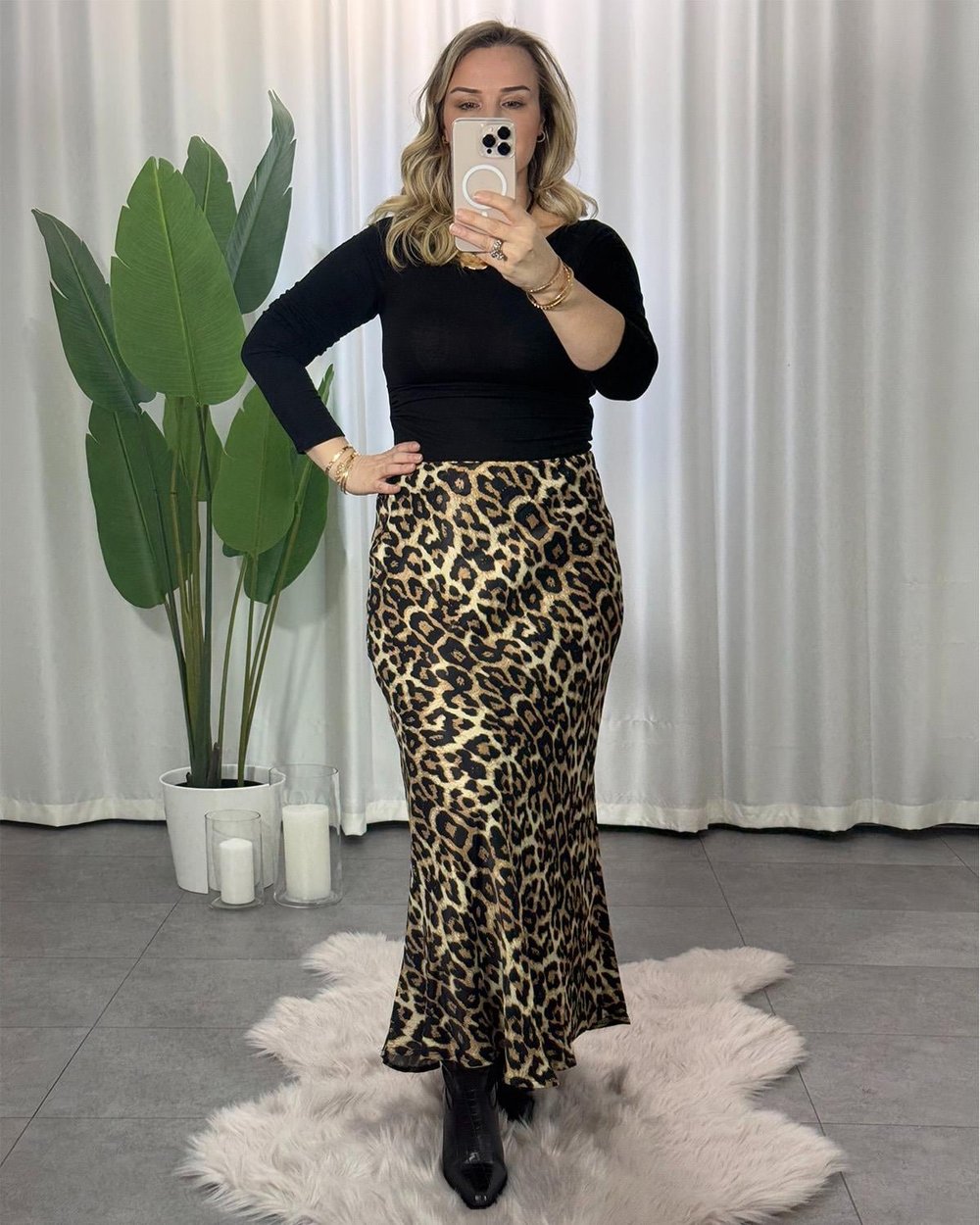 Star Siyah Leopar Etek