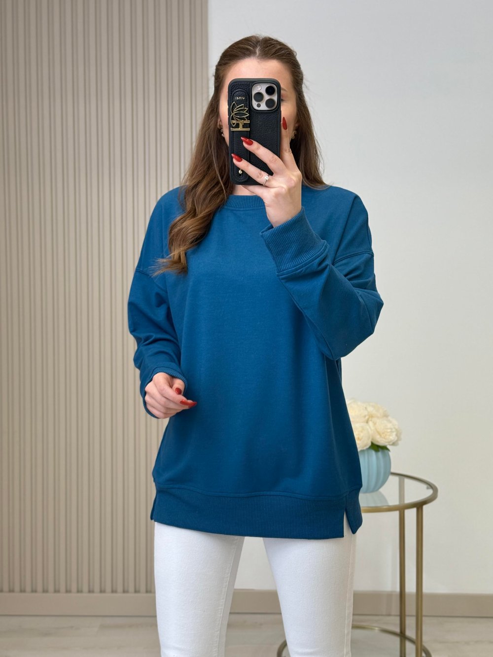 Basıc Sweatshirt Petrol