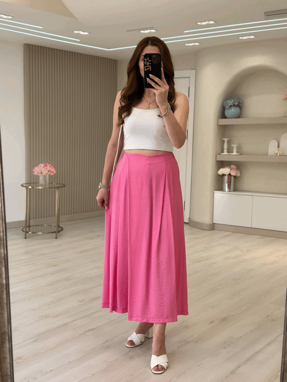 Beli Lastikli Etek Pantolon Pembe