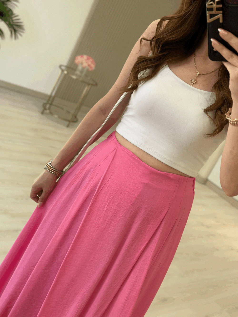 Beli Lastikli Etek Pantolon Pembe