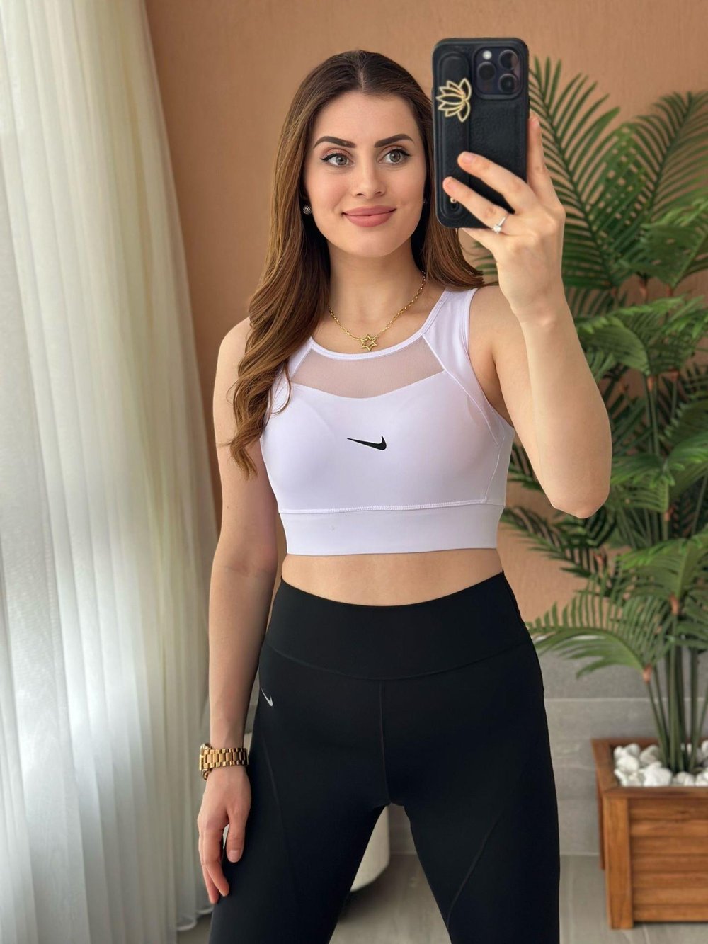 Göğsü Transparan Detaylı Sporcu Büstiyer Beyaz