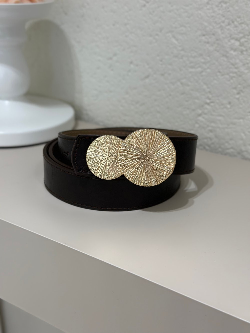 Gold Daire Tokalı Kemer Acı Kahve