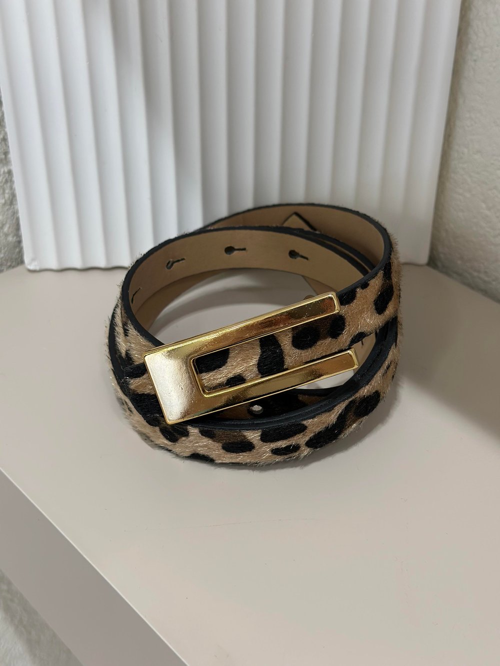 Gold Tokalı Leopar Dikdörtgen Kemer