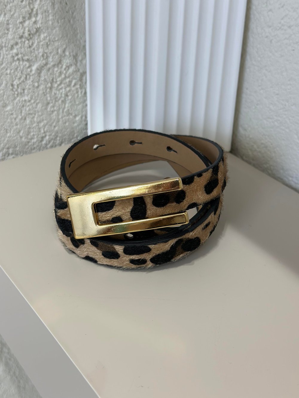 Gold Tokalı Leopar Dikdörtgen Kemer