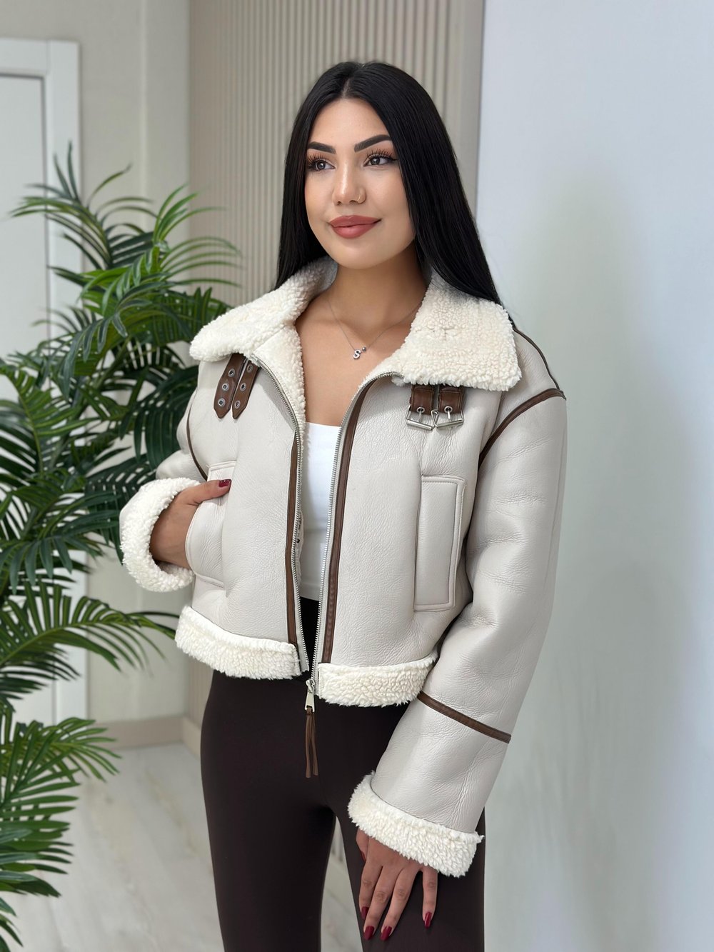 İçi Teddy Deri Mont Bej